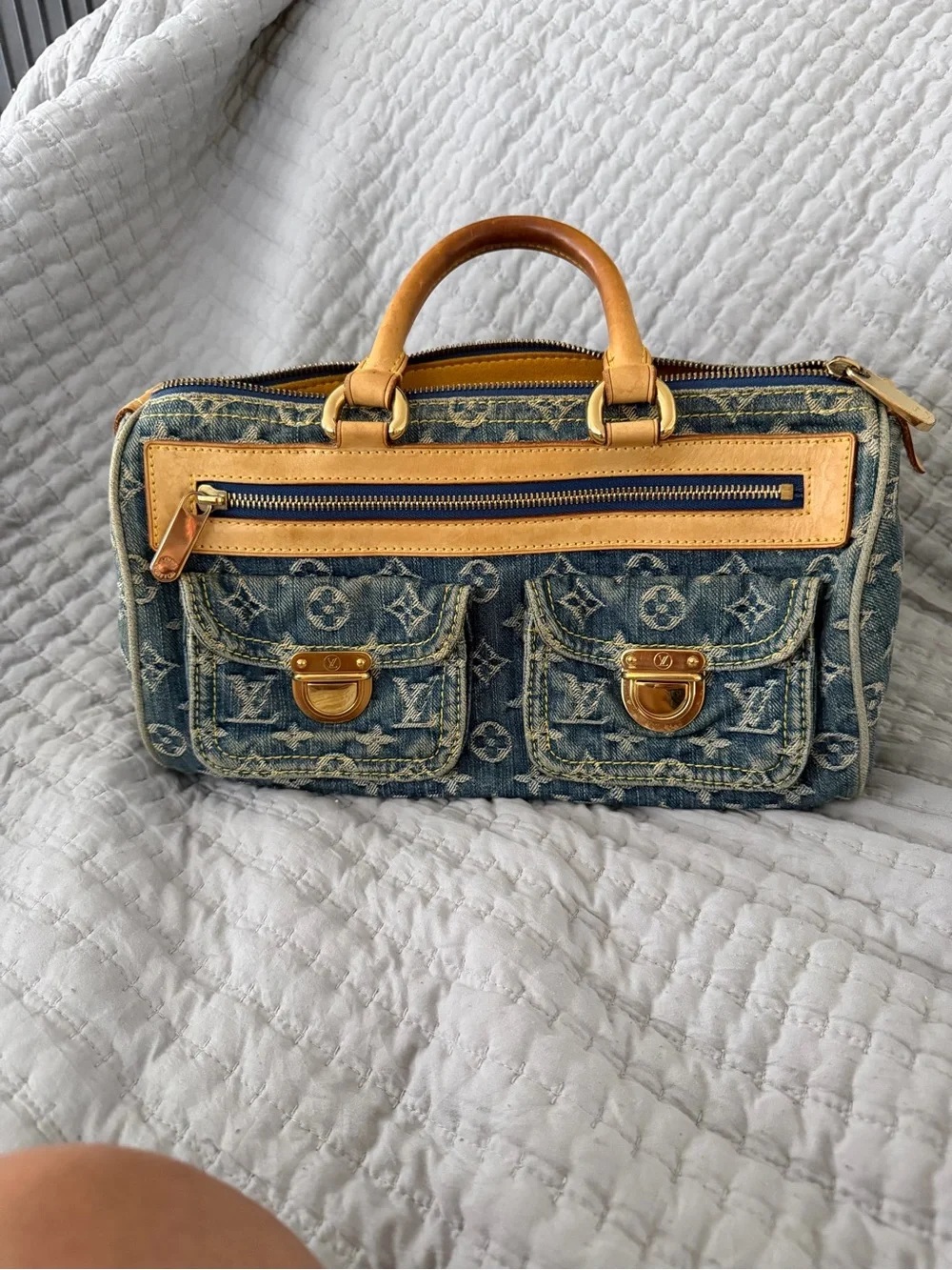 Louis Vuitton Blue Denim Monogram speedy